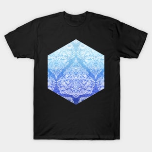 Out of the Blue - White Lace Doodle in Ombre Aqua and Cobalt T-Shirt